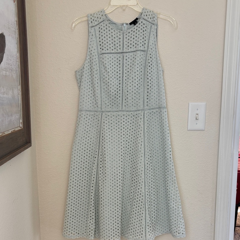 Ann Taylor Light Blue Eyelet Mini Dress Size 8 - Picture 1 of 7